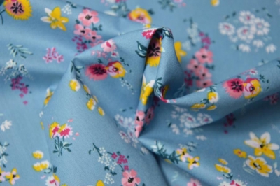 Baumwolle | FLOWERY Blumen | azurblau